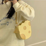 Fashion Lovely Cheese Shape Women Shoulder Bag Yellow Pu Leather Girls Underarm Bags Female High Quality Cute Purse Handbags