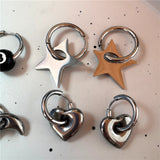 Stainless Steel Star Moon Heart Hoop Earrings For Women Men Punk Hip Hop Earrings Trend Y2K Fashion Jewelry Ear Accessories