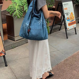 New Chinese Style Denim Large Capacity Tote Bag Summer New Vintage Bags for Women