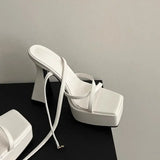 Ladies Platform High Heels Summer Fashion Women's Cross Straps Sandals New Stable and Anti-fall Chunky Heel Party Shoes