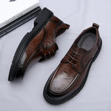 Autumn New Men's Genuine Leather Shoes Soft Soles Wear-resistant Thick Soles Business Shoes Men's Formal Shoes Free Delivery