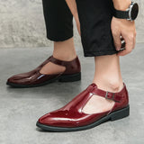 Hot Sale Summer Glossy Fashion Platform Leisure Sandals Male Hollow Comfy Beach Slipper Hombre Leather Loafer Moccasins Big Size