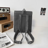 New PU Nyoln Women Backpack Men Cool Belt Buckle Travel Bag Fashion Square Schoolbag Unisex Small Bookbag Boy Girl Cute