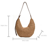 Forest Lazy Style Crossbody Bag Bohemian Handmade Grass Woven Bag Leisure Vacation Beach Women's Woven Dumpling Bun