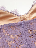 Women Summer Dress New Arrivals Purple Bodycon Birthday Party Dress Lace Vintage Dress Evening Club Dress