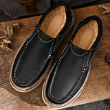 Trendy New Style Men's Genuine Leather Shoes Thick Soled Tooling Shoes Men's Oxford Shoes Lace Up Business Shoes Outdoor Loafers