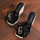 New Wedges Slippers For Women Summer Fashion Pink Butterfly-knot Designer Sandals Platform Heels Size 46 Female Shoes
