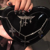 Y2K Subculture Women's Bag Trend Punk Gothic Cross Heart Shaped Crossbody Shoulder Bags Female Harajuku Bolso Mujer