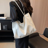 Women's Big Silver Shoulder Side Bag Ladies Handbags PU Leather Soft Large Capacity Female Tote Bag