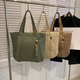 Elegant Ladies Straw Woven Handbag Women Holiday Beach Commute Casual Tote Top-Handle Bags Fashion Retro Shoulder Bags