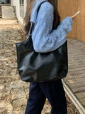 Pu Leather Tote Bags Women Large Capacity Shoulder Bags Fashion Simple Ladies Commuter Underarm Bag Solid Color Female Handbags