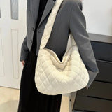 Classic Solid Color Corduroy Soft Autumn Crossbody Bag Lightweight Fashion Women Hobo Bag Student Commuter Fine Shoulder Bag