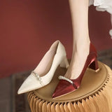 Pumps Pointed Toe Shoes for Women Ladies Summer Footwear on Heeled Pearl High Heels  White Wedding Bride Shoe E Offer 39