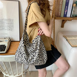 Japanese and Korean Ins Modern Small Leopard Print Messenger Bag, Single Shoulder Canvas Bag for Female Student