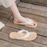 Women's Slippers And Ladies Sandals Summer Flat Black On Beach Shoes Home Slides House Luxury With Chic Elegant Designer