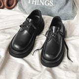 Men's Working Leather Shoes Lace Up Shoes Breathable Retro Black Casual Shoes for Men Outdoor Platform Zapatillas Hombre