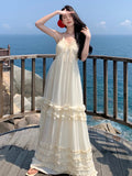 Ruffles Halter Backless Summer Dress Women Elegant Fashion Elegant Ladies Slim Vacation A Line Slim Dresses