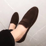 Men Dress Shoes Loafers Suede Pointed Toe Low Heel Fashion Business Casual Breathable Wedding Daily Dress Shoes Zapatos Hombre
