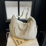 New Casual Versatile Slant Cross College Student Fashion Commuter ShoulderBag Large Capacity Canvas Solid Color Women's Bag