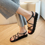 Orthopedic New Sandal Woman Summer Beach Without Heel Comfortable Flat Women Roman Espadrilles Sandals Black Pink Red Sexy