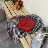 Red Fashion Shoulder Bags for Women Vintage Solid Color Small Aesthetic Crossbody Bag All-match Simple New Female Handbag