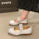 Ballerinas Woman  Female Shoes Low Heels Elegant Square Toe Ballet Dress New Grandma Summer Mary Janes Shoes Woman Flats Squ