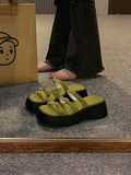 Shoes Ladies' Slippers Low Slipers Women Platform Butterfly-Knot Summer Rome Rubber Slides Basic Fabric Hoof Heels