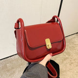 Solid Color PU Leather Crossbody Bags For Women Spring Fashion Shoulder Side Bags Luxury Handbags And Purses Female Flap