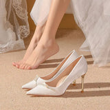 Pumps on Heeled White Shoes for Woman Women's Summer Footwear Pearl High Heels Wedding Bride Shoe Stilito Quality Stylish A