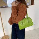 Fashion Women Green Big Shoulder Bags PU Leather Female Purse Handbags Large Capacity Ladies Daily Small Casual Tote Bolso Mujer