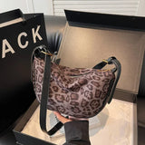 Casual PU High Capacity Sewing Thread Leopard Print Women's Shoulder Bags High Quality Versatile Women's Crossbody Bags