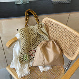 Hollow Out Straw Underarm Bags for Women Korean Fashion Summer Shoulder Bags Lady Travel Handbags Female Weave Beach Bag