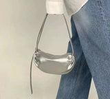 Silver Leather Crossbody Bags for Women Luxury Designer Korean Fashion Hobo Bag Female Handbags and Purses