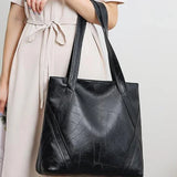 High quality PU leather women's tote bag  new zipper sewing thread large capacity fashionable and simple women's shoulderbag