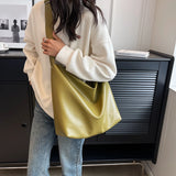 Silver Leather Crossbody Bags for Women Luxury  Y2k Fashion Solid Color Soft Hobo Bag Female Handbags