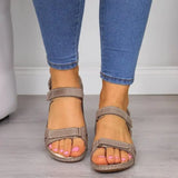 Women Sandals Flat shoes Summer Solid color Shoes Open Toe Women Shoes Hook Loop Casual Platform Plus Size Ladies Sandals