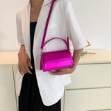 Small Glossy Flap Bags with Short Handle for Women Trend Designer PU Leather Handbags and Purses Fashion Crossbody Bag