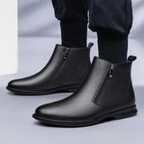 Hot Selling Men's Genuine Leather Boots Europe America Simple Ankle Boots New Winter Men's Business Boots Warm Plush Style