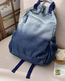 New Niche Korean Version Gradient Washed Denim Backpack Versatile Casual Portable Student Backpacks