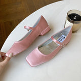 Square toe vintage mary janes women shoes Elegant heels shallow pumps Buckle strap female ballet loafers flats designer shoes