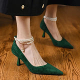 Sandals Green Women High Heels Shoes Retro Pointed Toe Sexy Pumps New Brand Summer Wedding Women Shoes Stilettos Zapatos