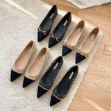 Pointed Toe Low Heel Elegant Office Shoes For Women Luxury Leather Casual Ladies Summer Footwear Y2k Non Slip Genuine Mark