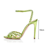 New brand Sequined Crystal Women Sandals Sexy Spike High heels Gladiator sandals Summer Wedding Prom Shoes Sandalias Mujer