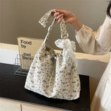 Nylon Flower Pattern Lace Decoration Women's Tote Bag  Best-selling Fashionable and Versatile Large Capacity Shoulder Bag