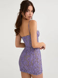 Women Summer Dress New Arrivals Purple Bodycon Birthday Party Dress Lace Vintage Dress Evening Club Dress
