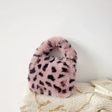 Leopard Print Women's Plush Shoulder Bag Luxury Faux Fur Ladies Chain Crossbody Bags Winter Vintage Female Furry Purse Handbags