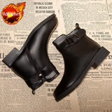 Work Female Ankle Boots Round Toe Leather Short Shoes for Women Elegant with Low Heels Footwear Booties Black on Promotion Y2k