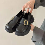 Womens Derby Shoes Autumn British Style Black Flats Female Footwear All-Match Leather Fall Preppy Summer Dress On Heels Moccasin