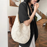 Hollow Out Straw Woven Shoulder Bags Large Capacity Casual Versatile Unique Design Handbags for Women Fashion New Tote