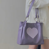 Heart Pattern Women PU Leather Shoulder Bags Female Cool Girl Purple Underarm Bag Fashion Design Ladies Small Tote Handbags